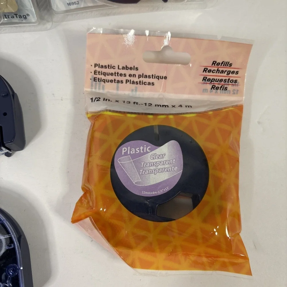 Dymo LetraTag Label Refills 6 Pack Clear Plastic 16952 & White Iron-On 12mm LT